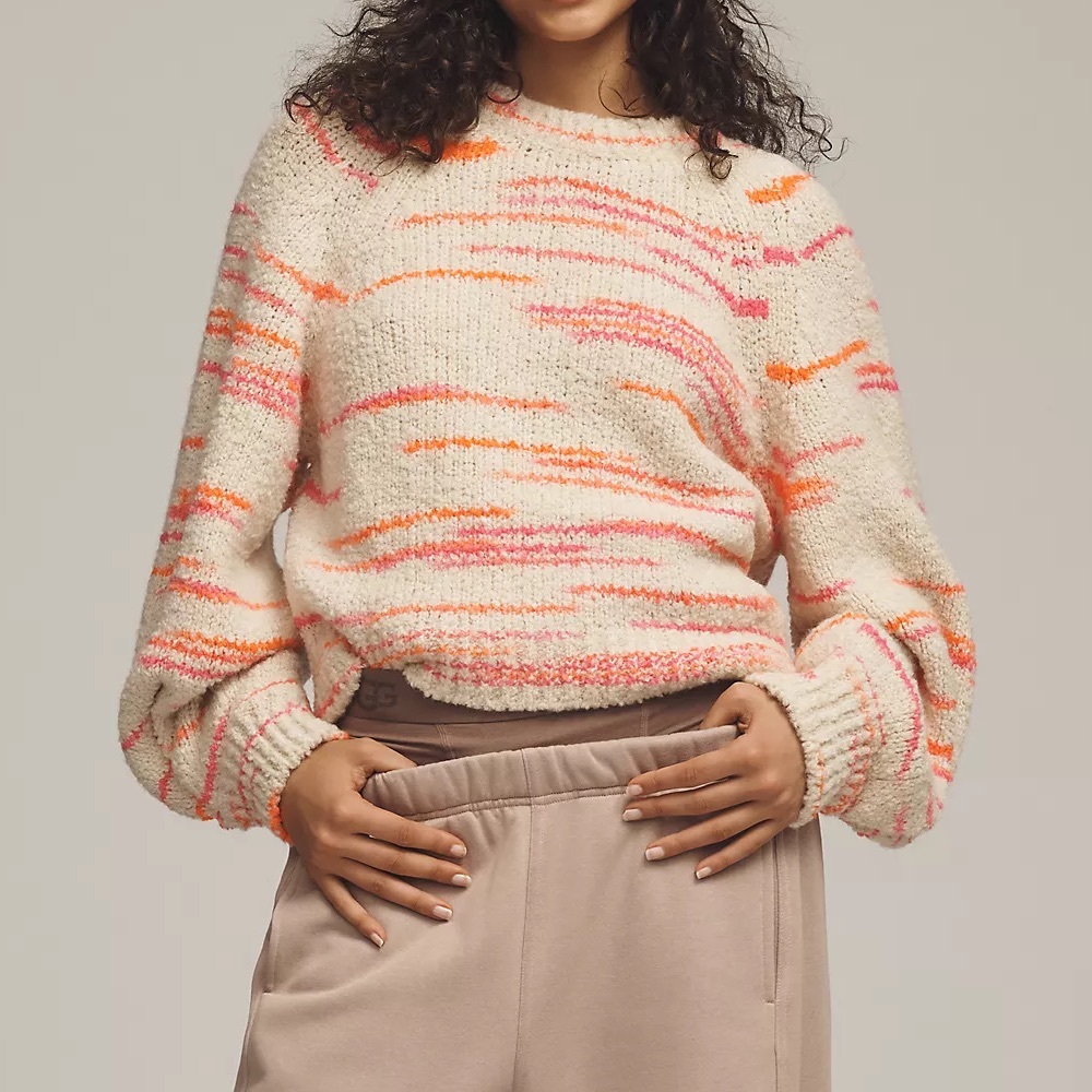Pilcro Balloon-Sleeve Crew-Neck Sweater